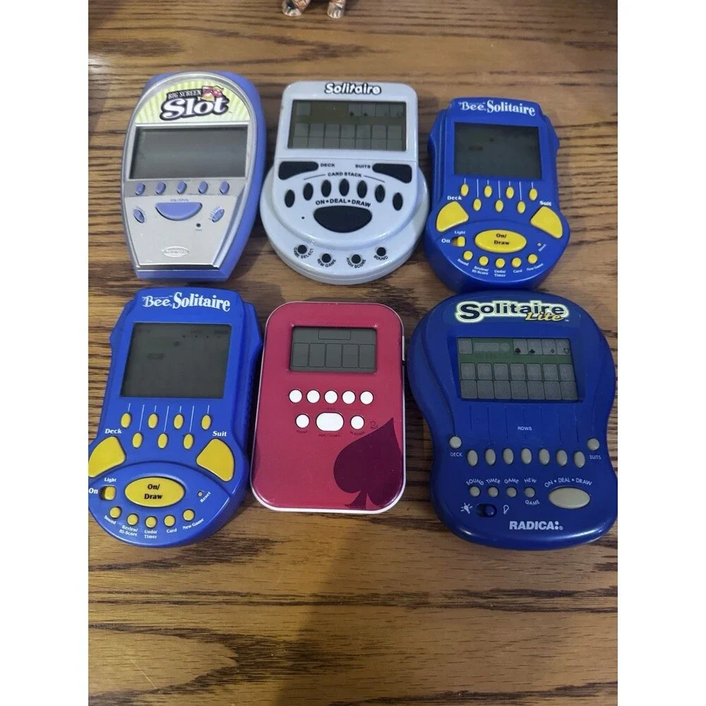 Lot of 6 Vintage Handheld Electronic Games  Slots Blackjack Solitaire Tested